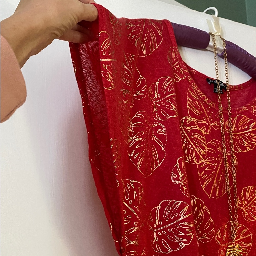 Rouge Red Leaf Pattern Blouse - image 6